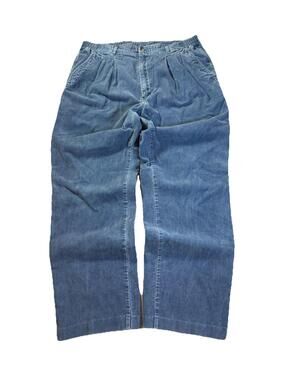 Vintage Eddie Bauer Pants Jeans Blue Pleated Corduroy 90s Wide Leg Men’s 38x30